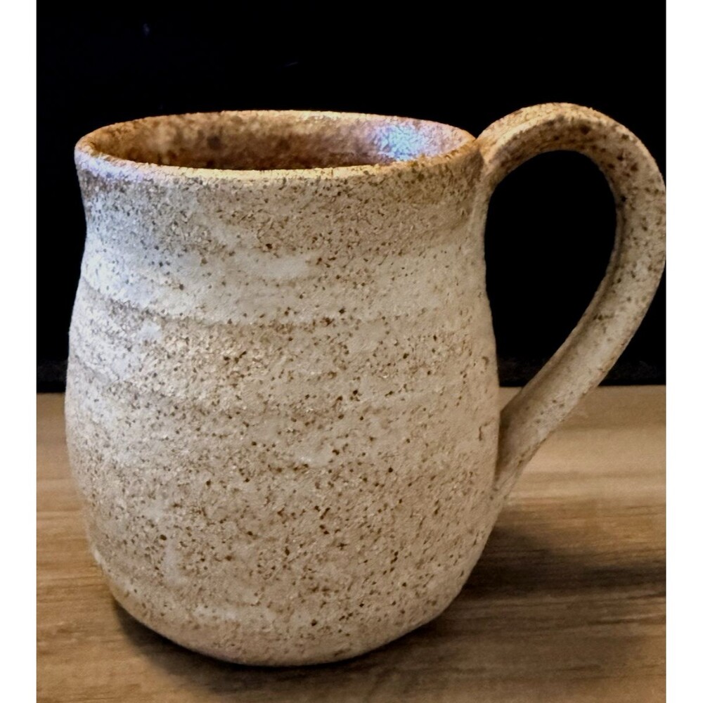 Vintage Hand Thrown Studio Art Pottery Petroglyph Coffee Cup Mug 10 Oz. Signed - Picture 3 of 12